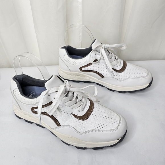 French Connection Petta Lace up Fashion Sneaker White Brown Gray Size 8 - Picture 2 of 12